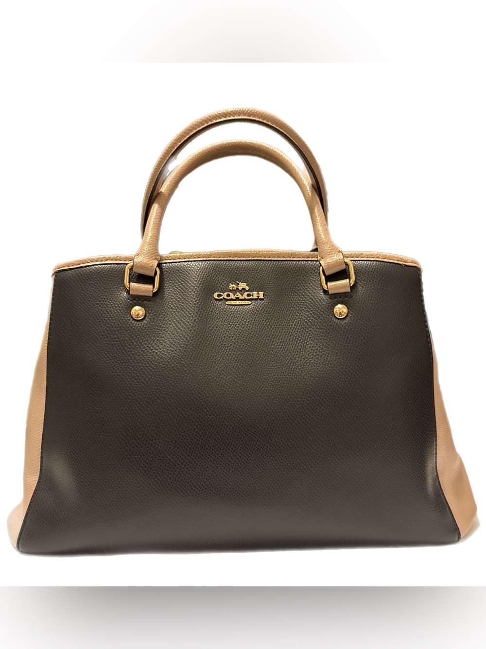 Coach Margot Carryall Brown & Tan Color Block Handbag F37248 EXCELLENT